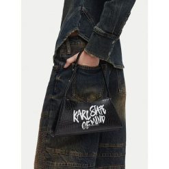 Torebka Karl Lagerfeld Jeans. Czarne torebki klasyczne damskie Karl Lagerfeld Jeans, bez wzorów, z jeansu, bez dodatków. Za 549.99 zł.