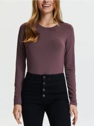 Koszulka z długimi rękawami - fioletowy. Fioletowe t-shirty damskie Sinsay, l, bez wzorów, bez kołnierzyka. Za 35.99 zł.