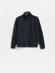 Bluza z bawełny merceryzowanej - granatowy. Niebieskie bluzy bez kaptura męskie Reserved, l, z bawełny. Za 139.99 zł.