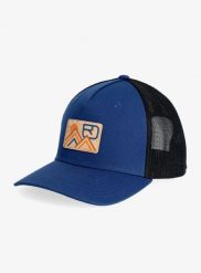 Czapka z daszkiem Ortovox Corky Trucker Cap - petrol blue. Niebieskie czapki męskie ORTOVOX, z aplikacjami, z bawełny. Za 169.99 zł.