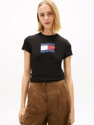 Tommy Jeans Koszulka Kobiety Bawełna (100%) czarny, L. Czarne bluzki sportowe damskie Tommy Jeans, l, z bawełny, bez kołnierzyka, bez ramiączek. Za 89.95 zł.