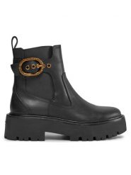 Kurt Geiger Sztyblety 225-Mayfair Chelsea Boot 625700109 Czarny. Czarne botki damskie Kurt Geiger, ze skóry, bez obcasa, na płaskiej podeszwie, bez zapięcia. Za 1,179.00 zł.