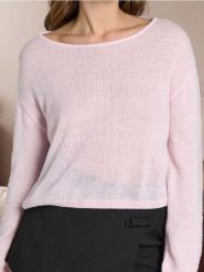 Luźny cienki sweter - różowy. Czerwone swetry klasyczne damskie Sinsay, l, bez kołnierzyka. W wyprzedaży za 24.99 zł.