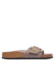 Birkenstock Klapki Madrid Big Buckle 1032935 Beżowy. Brązowe klapki damskie Birkenstock, bez wzorów, ze skóry, bez obcasa. Za 444.99 zł.