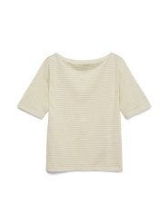 Vero Moda Koszulka w kolorze beżowo-białym rozmiar: M. Brązowe bluzki damskie Vero Moda, m, bez wzorów, bez kołnierzyka, bez ramiączek. Za 57.60 zł.