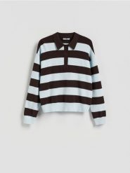 Sweter w paski - jasnoniebieski. Niebieskie swetry klasyczne damskie Reserved, l, z dzianiny, bez kołnierzyka. Za 129.99 zł.