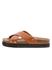 Billowy Skórzane klapki w kolorze jasnobrązowym rozmiar: 41. Brązowe klapki damskie Billowy, bez wzorów, bez obcasa. Za 146.28 zł.