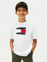 Tommy Hilfiger T-Shirt Flag Archive KB0KB10111 Biały Regular Fit. Białe t-shirty chłopięce Tommy Hilfiger, bez wzorów, z bawełny, bez ramiączek. Za 129.99 zł.
