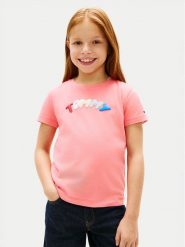 Tommy Hilfiger T-Shirt KG0KG09246 Różowy jasny Regular Fit. Czerwone koszulki dziewczęce Tommy Hilfiger, bez wzorów, z bawełny, bez ramiączek. Za 129.99 zł.