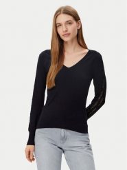 Morgan Sweter 251-MIELO Czarny Slim Fit. Czarne swetry klasyczne damskie Morgan, s, z wiskozy, bez kołnierzyka. Za 129.99 zł.
