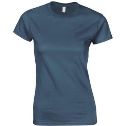 Koszulka Damska Krótki Rękaw Soft Style. Niebieskie bluzki damskie Gildan, xl, bez wzorów, sportowe, bez kołnierzyka, bez ramiączek. Za 28.99 zł.