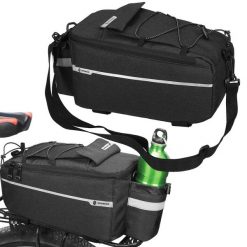 Torba rowerowa na bagażnik Springos 8,5L czarna. Czarne torebki klasyczne damskie SPRINGOS, bez wzorów, bez dodatków. Za 35.99 zł.
