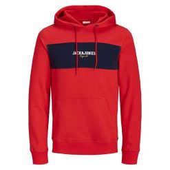 Jack&Jones Męska bluza Jorjosh Sweat Hood Fiery Red Reg (rozmiar S). Czerwone bluzy bez kaptura męskie Jack&Jones, m. W wyprzedaży za 119.00 zł.