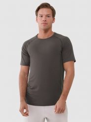 4F Koszulka treningowa szybkoschnąca męska - brązowa L. Brązowe t-shirty sportowe męskie 4f, l, z dzianiny, bez ramiączek, na fitness i siłownię. W wyprzedaży za 99.99 zł.