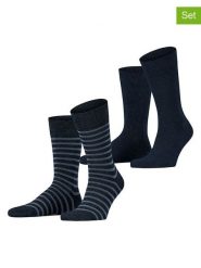ESPRIT Skarpety (2 pary) "Fine Stripe" w kolorze granatowym rozmiar: 43-46. Niebieskie skarpetki męskie Esprit, bez wzorów. Za 52.42 zł.
