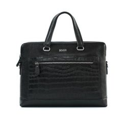 Damska skórzana torba na laptopa FL33 Selvanna Black. Czarne torby na laptopa damskie Solier, bez wzorów, ze skóry. Za 298.99 zł.