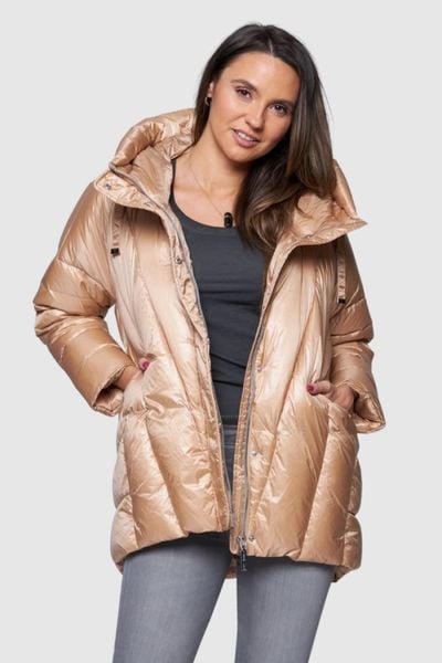 DIEGO M Beżowa damska kurtka puchowa z kapturem, Rozmiar 36 EU - 40 IT. Brązowe kurtki damskie DIEGO M, m, bez wzorów, z puchu, z kapturem. W wyprzedaży za 1,710.99 zł.