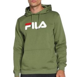 Bluza z kapturem Fila Barumini. Zielone bluzy sportowe damskie Fila, l, bez wzorów, z bawełny, bez ramiączek, długie, z kapturem. Za 266.65 zł.