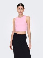 ONLY Top "Vilma" w kolorze jasnoróżowym rozmiar: XL. Różowe topy damskie Only, xl, bez wzorów, prążkowane, bez kołnierzyka. Za 28.58 zł.