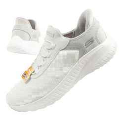 Buty sportowe SLIP-INS męskie Skechers Bobs Squad. Białe buty sportowe na co dzień męskie Skechers, z materiału, bez zapięcia. Za 269.00 zł.