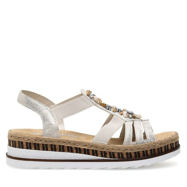 Sandały Rieker. Szare sandały damskie Rieker, bez wzorów, bez obcasa, na płaskiej podeszwie. Za 329.99 zł.