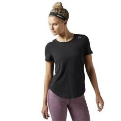 Koszulka sportowa damska Reebok BK3844. Czarne bluzki sportowe damskie Reebok, l, bez wzorów, z materiału, bez ramiączek. Za 121.00 zł.