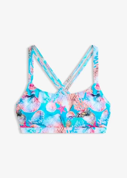 Biustonosz bikini bustier ze skrzyżowanymi ramiączkami. Bikini damskie bonprix, bez wzorów. Za 47.99 zł.