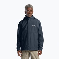 Kurtka przeciwdeszczowa męska Jack Wolfskin Trailtime 2L. Niebieskie kurtki outdoor męskie Jack Wolfskin, l, bez wzorów, z materiału, bez kaptura. Za 479.99 zł.