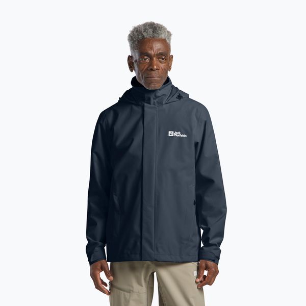 Kurtka przeciwdeszczowa męska Jack Wolfskin Trailtime 2L. Niebieskie kurtki męskie Jack Wolfskin, l, bez wzorów, z materiału, biznesowe, bez kaptura. Za 539.99 zł.