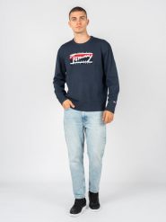 Tommy Jeans Sweter | DM0DM13045 | Mężczyzna | Granatowy. Niebieskie swetry męskie Tommy Hilfiger, m, bez wzorów, z dzianiny, bez kołnierzyka. W wyprzedaży za 269.00 zł.