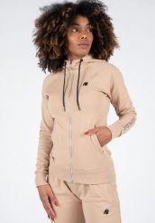 Marion Bluza z kapturem zapinana na suwak - Beżowy. Brązowe bluzy sportowe damskie GORILLA WEAR, s, bez wzorów, z bawełny, bez ramiączek, z kapturem. Za 224.00 zł.