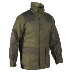 Kurtka przeciwdeszczowa outdoor SOLOGNAC 500. Brązowe kurtki męskie SOLOGNAC, l, bez wzorów, z materiału, bez kaptura. W wyprzedaży za 199.99 zł.