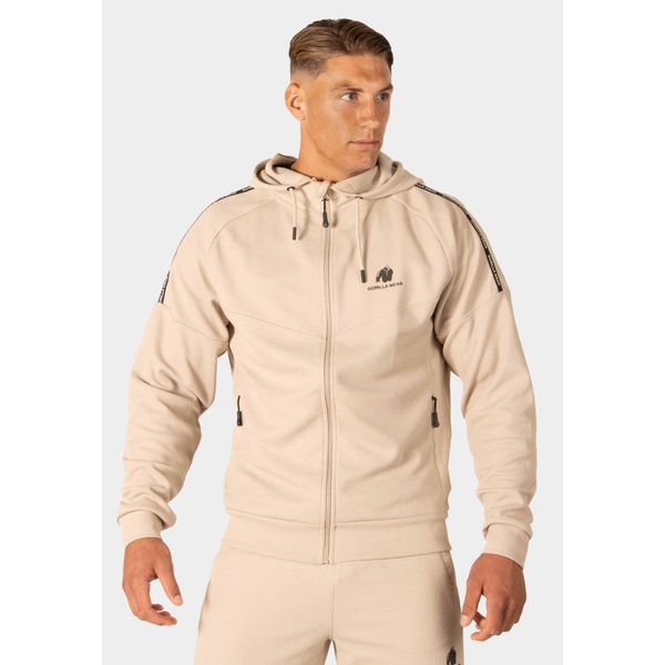 Harvey Z kapturem Kurtka dresowa - Beżowy. Brązowe kurtki męskie GORILLA WEAR, bez wzorów, z dresówki, z kapturem. Za 296.00 zł.