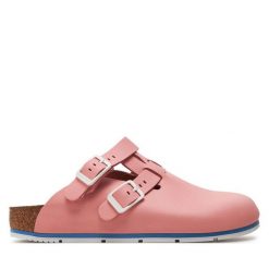 Klapki Birkenstock. Czerwone klapki damskie Birkenstock, bez wzorów, bez obcasa. Za 619.99 zł.