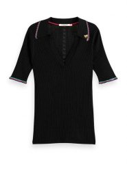 Scotch & Soda Koszulka w kolorze czarnym rozmiar: XS. Czarne t-shirty damskie Scotch & Soda, xs, bez wzorów, ze splotem, bez kołnierzyka. Za 87.81 zł.
