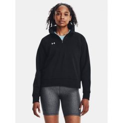 Bluza Damska Polarowa Under Armour Z Zamkiem Do Połowy Rival Fleece. Czarne bluzy bez kaptura damskie Under Armour, z polaru. Za 299.99 zł.