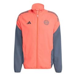 Kurtka dresowa Prematch Bayern Monachium 2025/26. Brązowe kurtki męskie Adidas, l, bez wzorów, z dresówki, sportowe, bez kaptura. Za 303.50 zł.