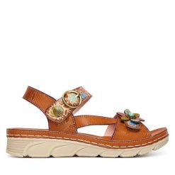 Sandały Laura Vita. Brązowe sandały damskie Laura Vita, bez wzorów, bez obcasa, na płaskiej podeszwie. Za 389.99 zł.