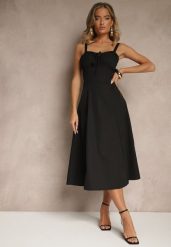 Czarna Koktajlowa Sukienka Gorsetowa Vices z Rozkloszowanym Dołem Kolinnea. Czarne sukienki damskie Renee, na imprezę, l, z aplikacjami, eleganckie, bez kołnierzyka, bez ramiączek, midi, gorsetowe. Za 139.99 zł.
