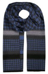 Męski Szalik z Wiskozy - Alties - Granatowa Pepitka. Niebieskie szaliki męskie Alties, na jesień, bez wzorów, z bawełny. Za 59.00 zł.