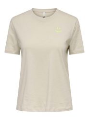 ONLY Koszulka w kolorze beżowym rozmiar: M. Brązowe bluzki damskie Only, m, bez wzorów, z bawełny, bez kołnierzyka, bez ramiączek. Za 43.99 zł.