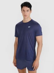 4F Koszulka do biegania regular szybkoschnąca męska - szara L. Szare t-shirty sportowe męskie 4f, l, z dzianiny, bez ramiączek, do biegania. W wyprzedaży za 119.99 zł.
