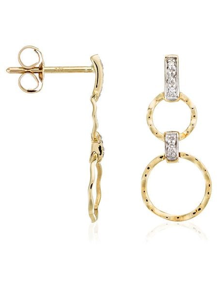 DIAMANTA Złote kolczyki-wkrętki "Gold circles" z diamentami rozmiar: onesize. Żółte kolczyki damskie DIAMANTA, z diamentem, złote. Za 870.26 zł.