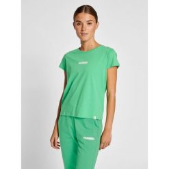 Koszulka damska Hummel Legacy. Zielone bluzki sportowe damskie HUMMEL, bez wzorów, bez ramiączek. Za 71.85 zł.