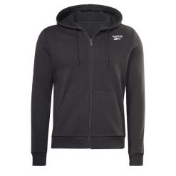 BLUZA dresowa męska REEBOK z kapturem. Czarne bluzy sportowe męskie Reebok, bez wzorów, z dresówki, sportowe, bez kołnierzyka, bez ramiączek. Za 229.00 zł.