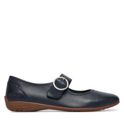 Półbuty Josef Seibel. Niebieskie półbuty damskie Josef Seibel, bez wzorów, bez obcasa, na płaskiej podeszwie. Za 389.99 zł.