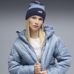 Czapka beanie średniej głębokości Essentials z pomponem PUMA Navy Mix Blue. Niebieskie czapki męskie Puma. Za 89.00 zł.