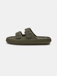 Klapki z paskami i sprzączkami - zielony. Zielone klapki i japonki męskie Sinsay. Za 39.99 zł.