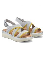 Freyling Sandały w kolorze szaro-limonkowym rozmiar: 38. Szare sandały damskie Freyling, bez wzorów, bez obcasa, na koturnie. Za 75.34 zł.