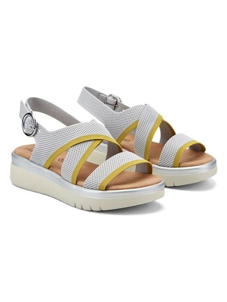 Freyling Sandały w kolorze szaro-limonkowym rozmiar: 38. Szare sandały damskie Freyling, bez wzorów, bez obcasa, na koturnie. Za 75.34 zł.